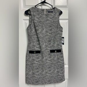 Tommy Hilfiger Sleeveless Tweed Sheath Dress Gray & Black Women’s Size 6 NWT
